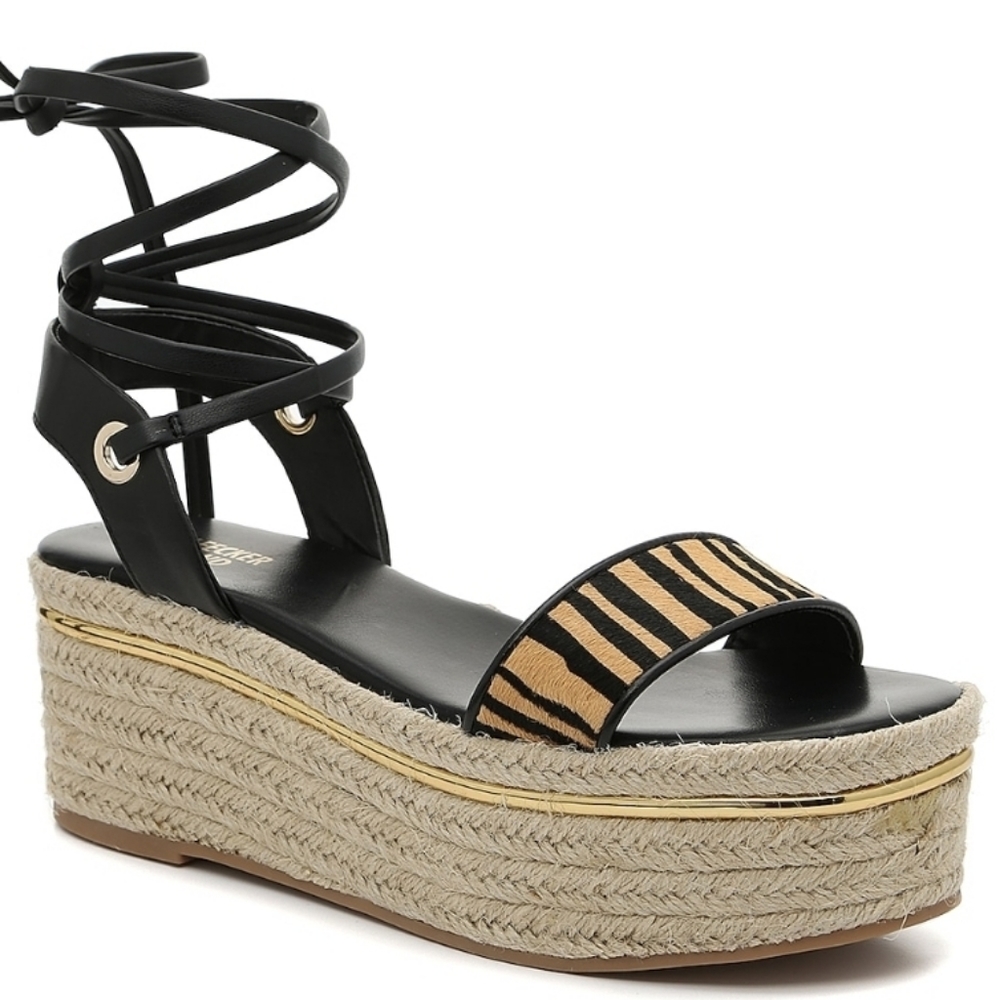 *NWB* Bleecker & Bond Animal Print Leather Platform Espadrilles, 7.5